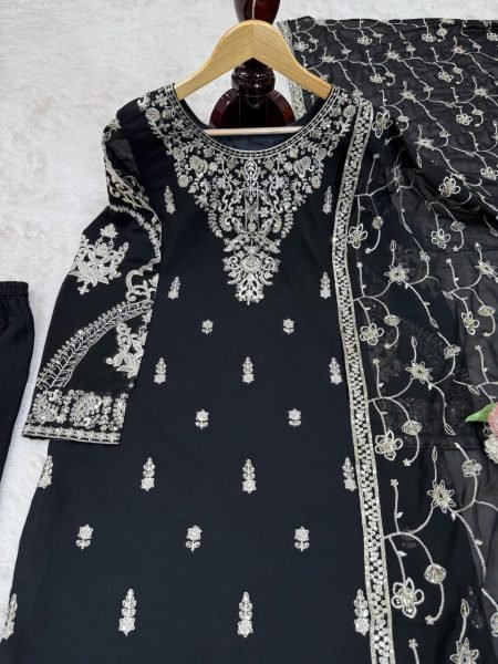 Ready To Wear Black Pure Georgette With Sequence WorK 3 Piece Suit Wholesale Price Ready To Wear Collection