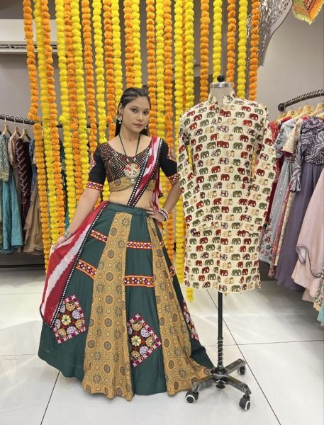 Ready to Wear Gamthi Lehenga with Matching Kurta Festive Combo for Garba Nights Navratri Lehnega Choli