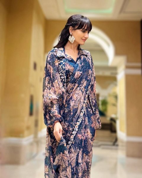 Trendy Draped Georgette Saree with Embroidered Mirror Jacket Party Ready Style Ready To Wear Saree 