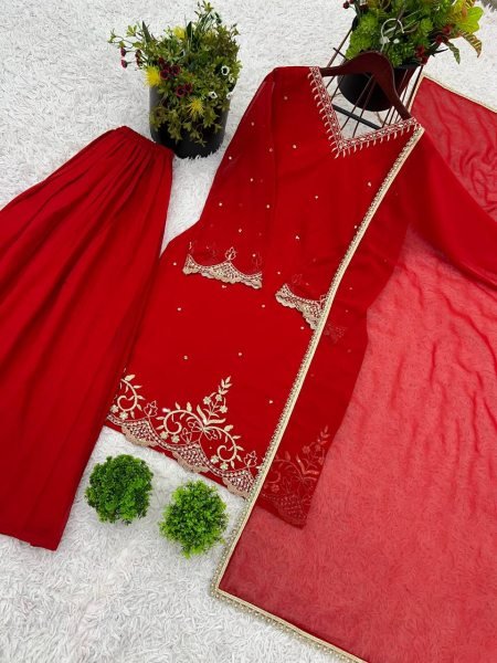 Ready to Wear Georgette Sharara Suit Embroidery Pearl Work  Full Set for Weddings   Festive Wear Best Price from Surat Manufacturer Plus Size Kurti / Gown