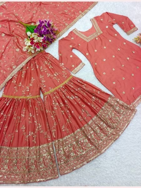 Ready To Wear Heavy Embroidery Sequence Work Sharara Set Ready To Wear Collection