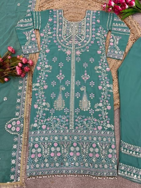Ready To Wear Heavy Faux Georgette Pakistani Suits Collection  Pakistani Suits Wholesale