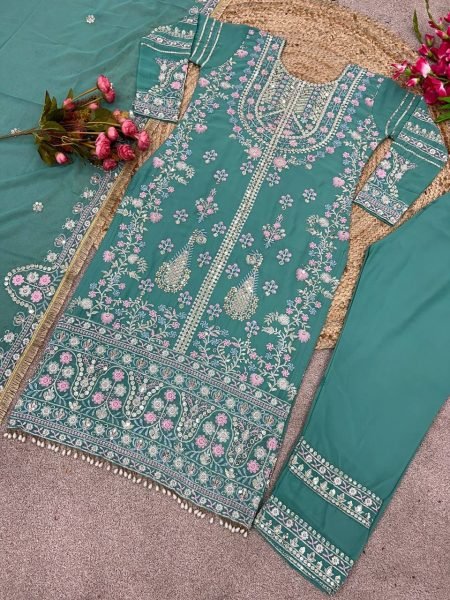 Ready To Wear Heavy Faux Georgette Pakistani Suits Collection  Pakistani Suits Wholesale
