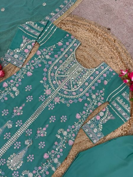 Ready To Wear Heavy Faux Georgette Pakistani Suits Collection  Pakistani Suits Wholesale