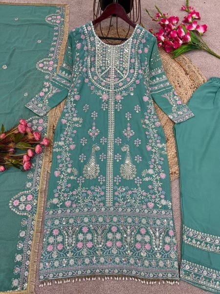 Ready To Wear Heavy Faux Georgette Pakistani Suits Collection  Pakistani Suits Wholesale