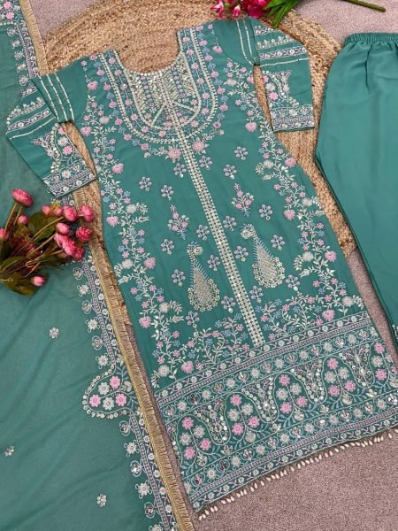 Ready To Wear Heavy Faux Georgette Pakistani Suits Collection  Pakistani Suits Wholesale