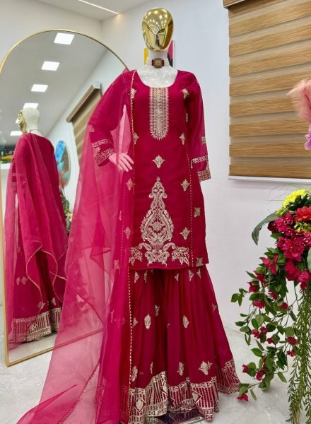 Ready to Wear Kurti Plazo Set in Diamond Georgette with Heavy Embroidery Sharara Suit Collection for Resellers Sharara Set