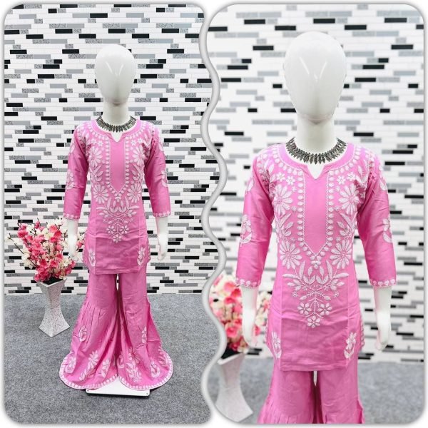  READY TO WEAR RAYON COTTON EMBROIDERED TOP WITH SARARA FOR GIRL Girls Wear