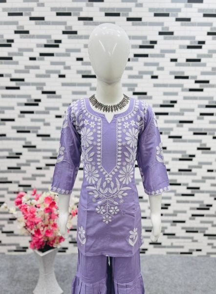  READY TO WEAR RAYON COTTON EMBROIDERED TOP WITH SARARA FOR GIRL Girls Wear