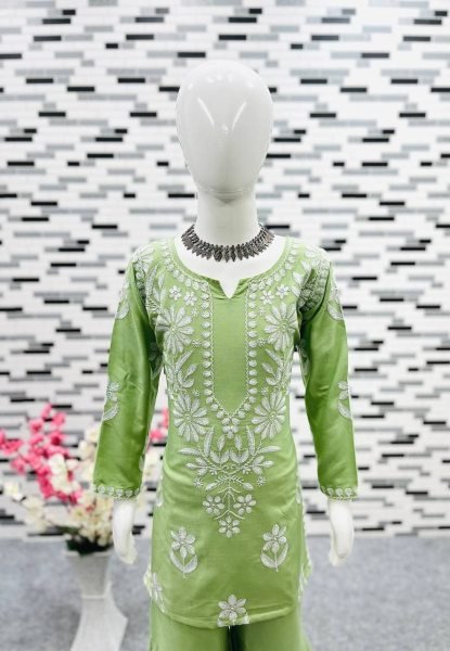 READY TO WEAR RAYON COTTON EMBROIDERED TOP WITH SARARA FOR GIRL Girls Wear