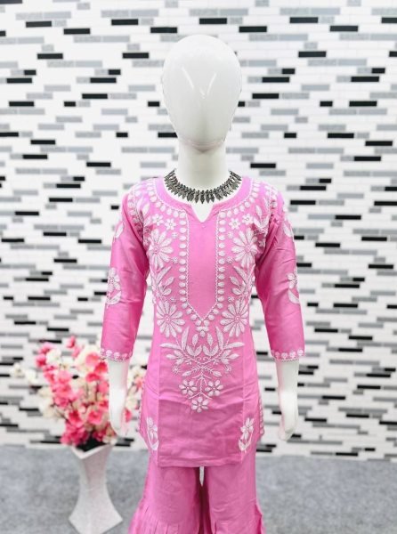  READY TO WEAR RAYON COTTON EMBROIDERED TOP WITH SARARA FOR GIRL Girls Wear