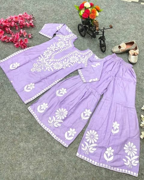  READY TO WEAR RAYON COTTON EMBROIDERED TOP WITH SARARA FOR GIRL Girls Wear