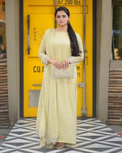 Ready to Wear Straight Kurti Set Floor Length Style in Fox Georgette with Zari  & Pearl Embroidery Wholesale Wedding Collection  Straight Cut Long Kurtis