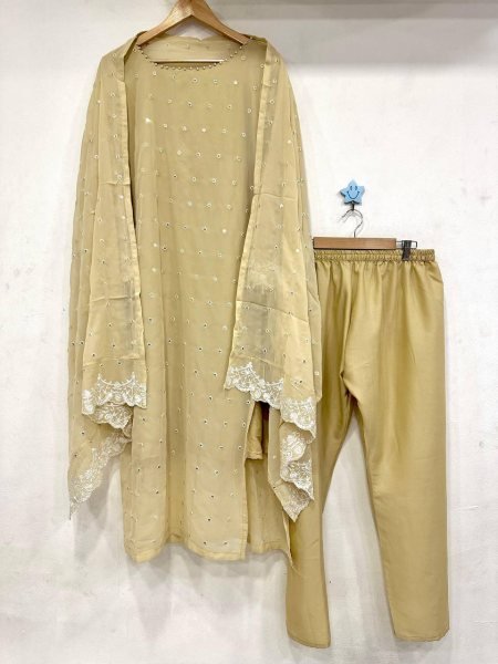 Ready to Wear Straight Kurti Set Floor Length Style in Fox Georgette with Zari  & Pearl Embroidery Wholesale Wedding Collection  Straight Cut Long Kurtis