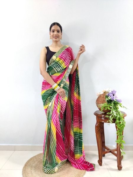 Readymade Laheriya Printed Saree for Ladies Ready To Wear Saree 
