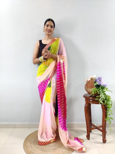 Readymade Laheriya Printed Saree for Ladies Ready To Wear Saree 
