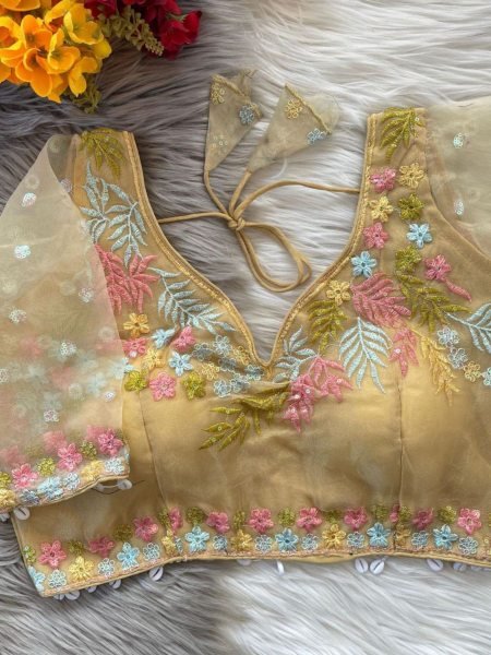 Readymade Partywear Blouse in Wine Net with Beads   Zari Work Best Reseller Offer