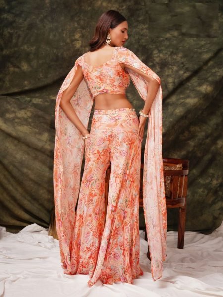 Readymade Traditional Chinon Crop Top By Royal Export Ready To Wear Collection