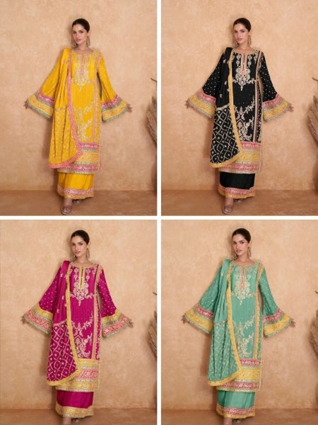 Real Chinon Embroidery Work Designer Festival Salwar Suit Wholesaler and Retailer 
