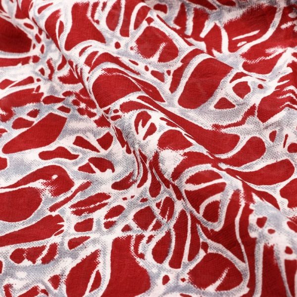 Red And White Abstract Pattern Digital Print Georgette Fabric Digital print 