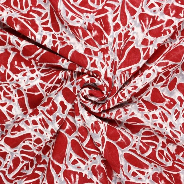 Red And White Abstract Pattern Digital Print Georgette Fabric Digital print 