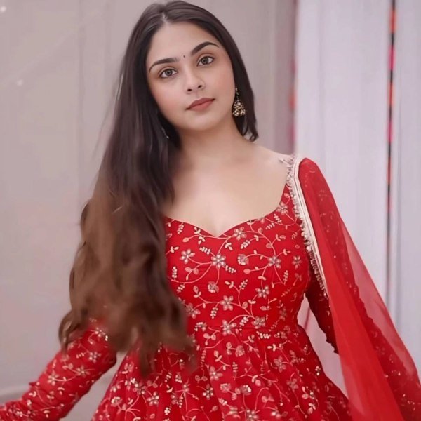 Red Blooming Georgette Anarkali Gown with Heavy Embroidery and 4 Mtr Flair Dupatta at Low Price Ready To Wear Collection