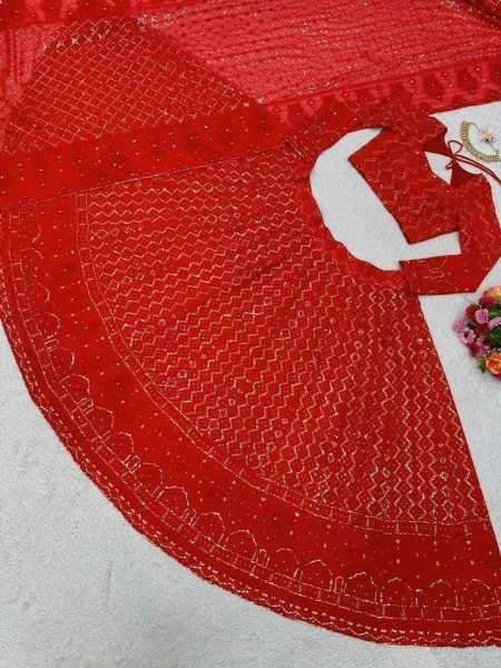 Red Color Fox Georgette Lehenga Choli  Designer Lehenga Choli