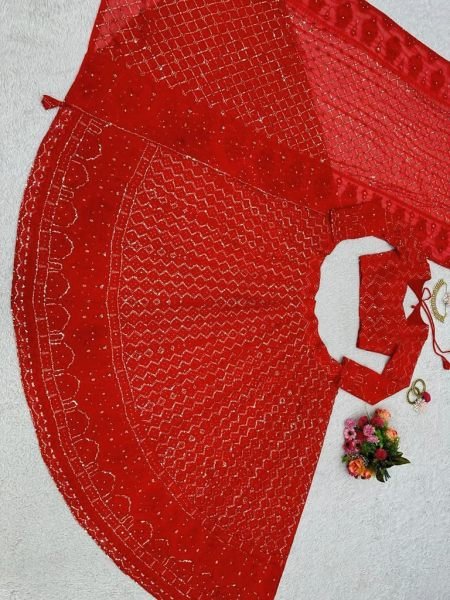 Red Color Fox Georgette Lehenga Choli  Designer Lehenga Choli