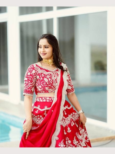 Red Color Fox Georgette Lehenga Choli With Embroidery Work  Designer Lehenga Choli