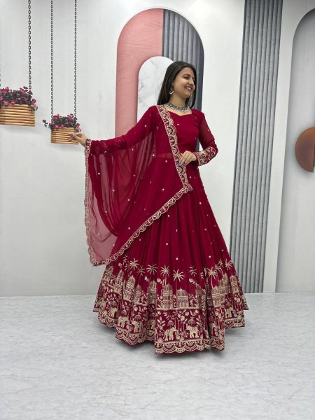 Red Color Lehenga Choli With Embroidery Sequence Work Designer Lehenga Choli