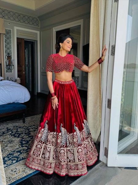   Red Lehenga with Viscos Velvet and  Thredad  and Sequnce work  Lehenga