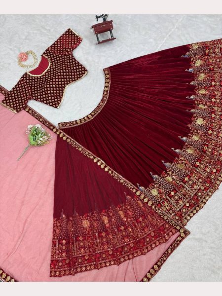   Red Lehenga with Viscos Velvet and  Thredad  and Sequnce work Designer Lehenga Choli