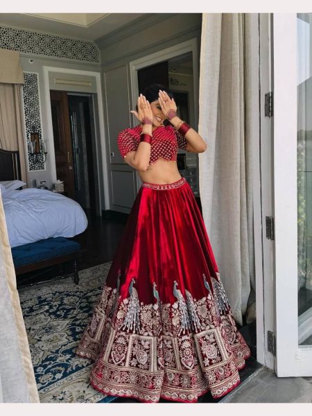   Red Lehenga with Viscos Velvet and  Thredad  and Sequnce work Designer Lehenga Choli