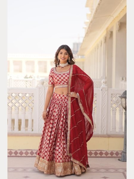 Blue Dyeable Pure Viscose Jacquard fabric Lehenga Choli With Sequence Work  Designer Lehenga Choli