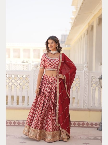 Blue Dyeable Pure Viscose Jacquard fabric Lehenga Choli With Sequence Work  Designer Lehenga Choli