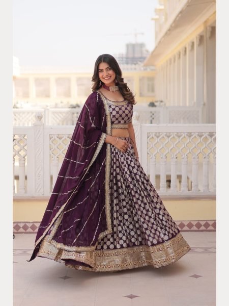 Blue Dyeable Pure Viscose Jacquard fabric Lehenga Choli With Sequence Work  Designer Lehenga Choli