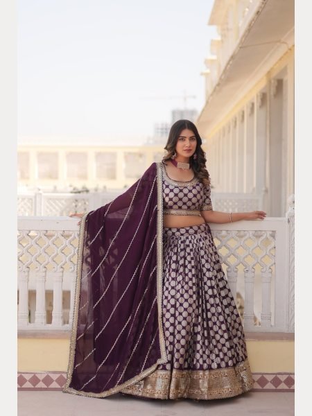 Blue Dyeable Pure Viscose Jacquard fabric Lehenga Choli With Sequence Work  Designer Lehenga Choli