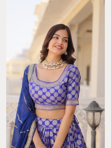 Wine Dyeable Pure Viscose Jacquard fabric Lehenga Choli With Sequence Work  Designer Lehenga Choli
