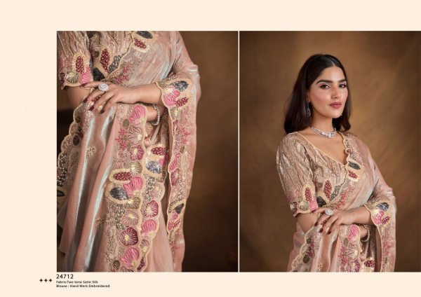 Regal Bloom Ensemble Smooth Fall Saree with Statement Embroidery for Evening Elegance Designer Wedding Sarees Wholesale