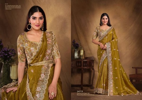 Regal Bloom Ensemble Smooth Fall Saree with Statement Embroidery for Evening Elegance Designer Wedding Sarees Wholesale
