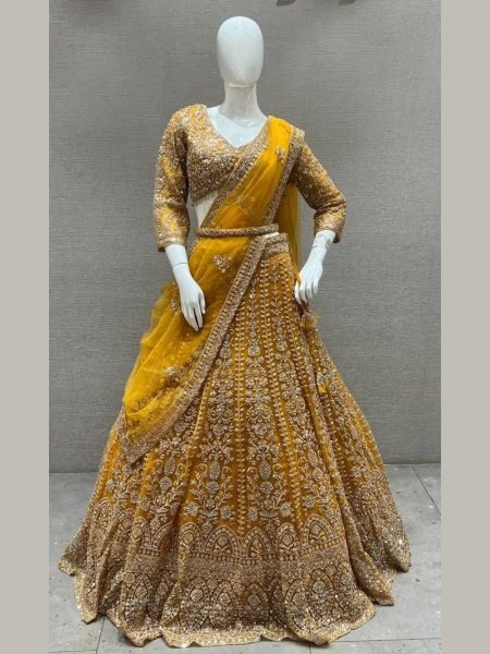 Regal Fox Georgette Bridal Lehenga with Real Mirror Work Perfect for Wedding Functions 