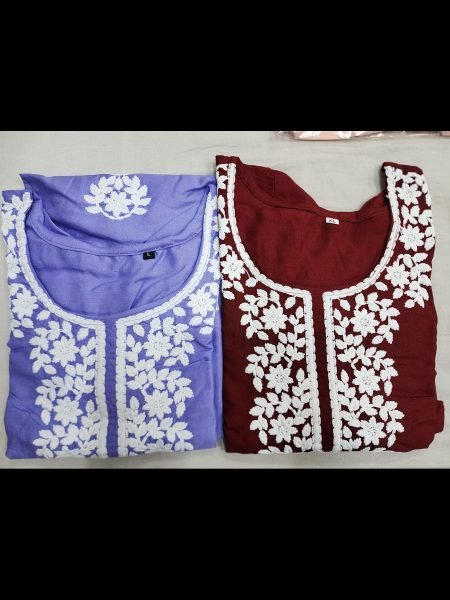 Reyon Chikankari Kurti with plazzo Collection in Wholesale rate  Lucknowi Chikankari Kurtis Wholesale