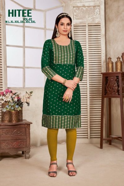 Reyon Gold Printed Kurti collection  Cotton Kurtis Wholesale