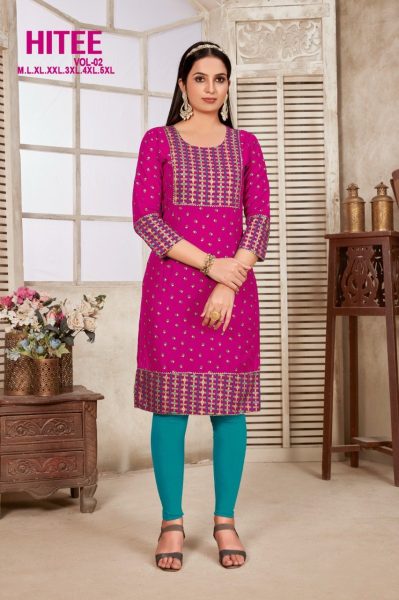 Reyon Gold Printed Kurti collection  Cotton Kurtis Wholesale