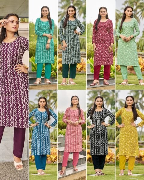 Reyon Printed With Hand Work Kurti Pant Collection  Kurti With Bottom Wholesale