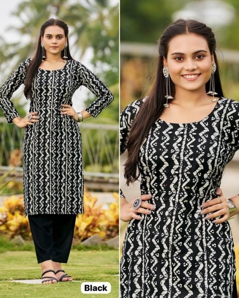Reyon Printed With Hand Work Kurti Pant Collection  Kurti With Bottom Wholesale