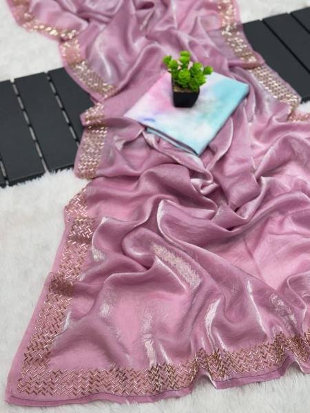 Rich Tissue Simari Soft Fendy Saree with Beads Handwork   Sybori Blouse Bollywood Fancy Sarees Wholesale