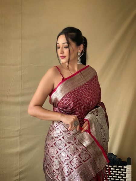  Rich Zari Pallu And Attractive Kanchipuram Border Saree Silk Sarees Wholesale