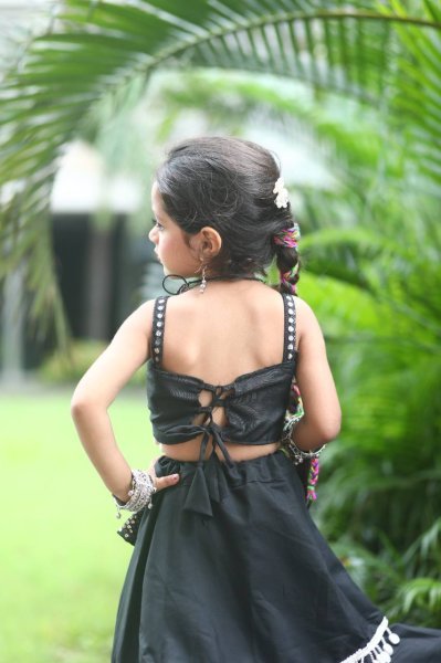 Roman Silk Kids Lehenga Choli For Navratri Festive Outfit Girls Wear