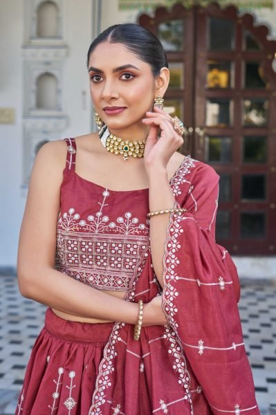 Rose Red Heavy Silk Lehenga Set with Sequins &  Embroidery Made for Grand Celebrations Designer Lehenga Choli